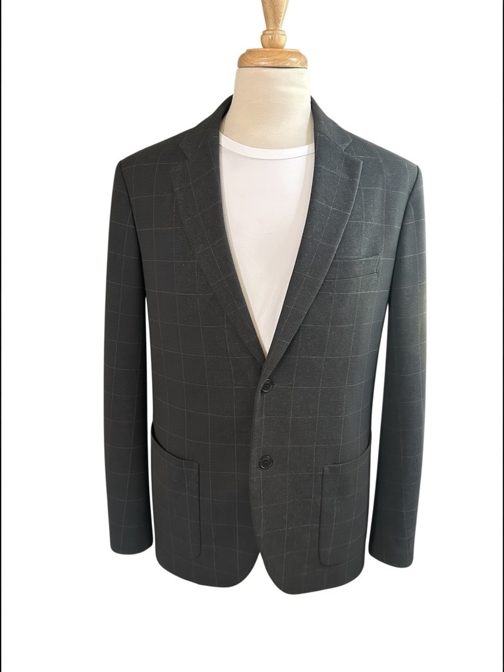 Uniqlo Unstructured Men’s Window Pane 2 Button Sport Coat Jacket Gray Size XL